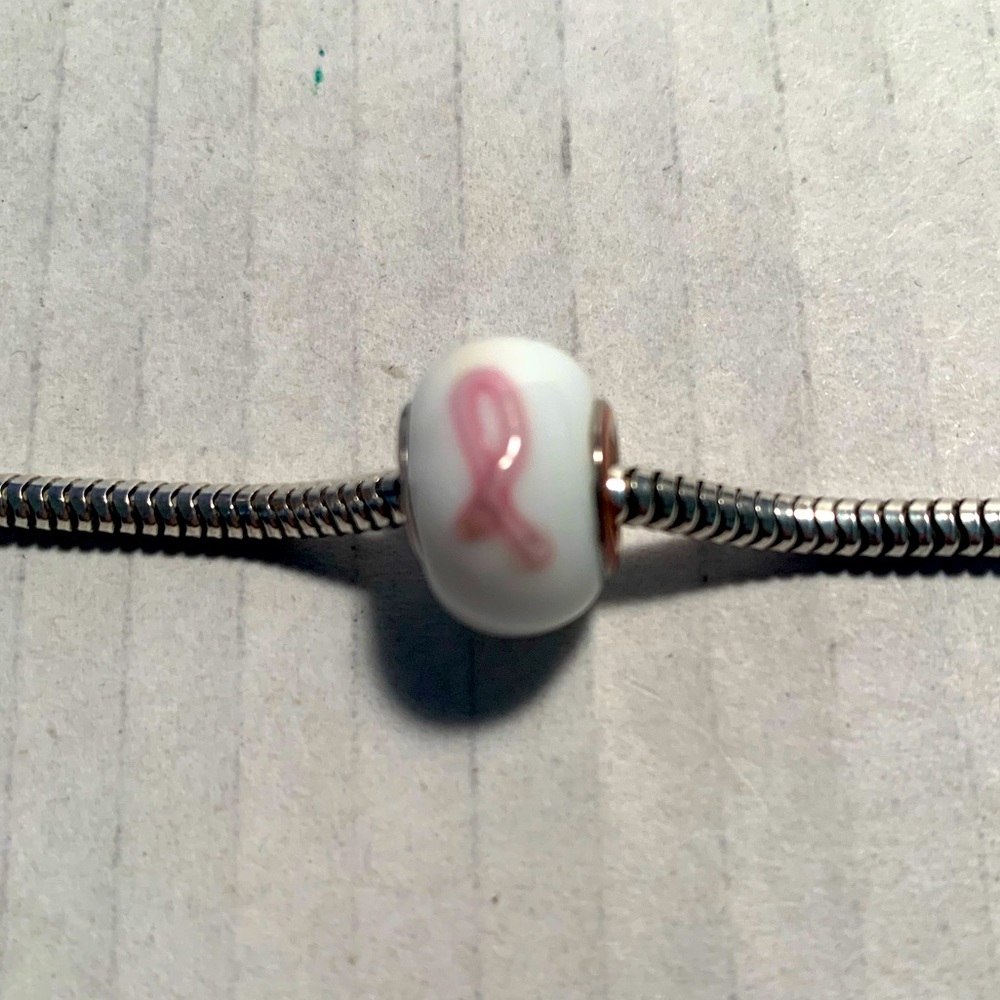 Pink ribbon bead